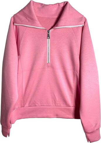 Half Zip Athletic Sweatshirt, Dream Knit, Long Sleeve, Regular Fit (US, Age, 7 Years, Pink) in Kuwait