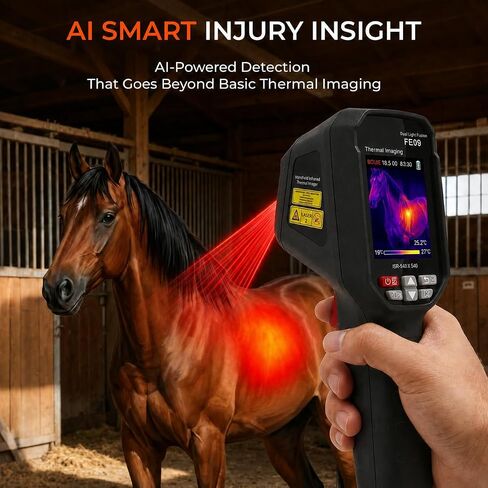 كاميرا التصوير الحراري EquiThermis Equine - تكتشف الالتهابات ومشاكل الحرارة المخفية في الخيول، كاميرا محمولة تعمل بالأشعة تحت الحمراء لصحة الخيول، دقة محسنة 240 × 240، كاميرا حرارية للخيول in Kuwait