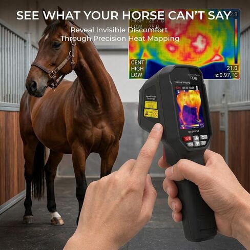 كاميرا التصوير الحراري EquiThermis Equine - تكتشف الالتهابات ومشاكل الحرارة المخفية في الخيول، كاميرا محمولة تعمل بالأشعة تحت الحمراء لصحة الخيول، دقة محسنة 240 × 240، كاميرا حرارية للخيول in Kuwait