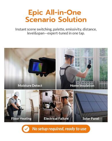 TT17D Wi-Fi Thermal Camera with 3.5" Touchscreen, AI Scene Detection, 240x240 UIRA-IR with Visual Camera, 25Hz Thermal Imaging Camera, -4°F~1022°F Range, Wireless Transfer Analysis via App in Kuwait