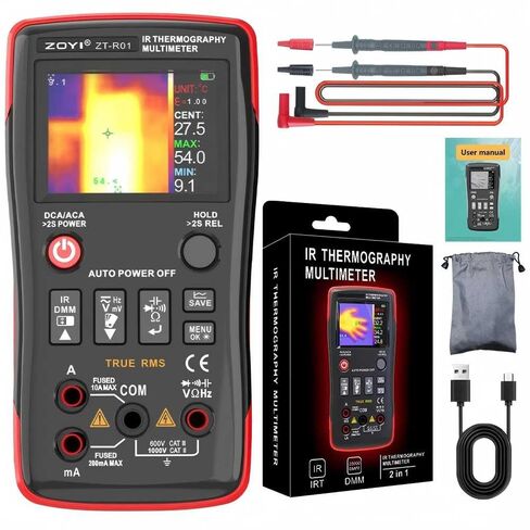 ZOYI Thermal Imaging Camera 2 in 1 True RMS Multimeter 32×32Resolution -4°F to 1022°F Type-C Charging for Electrical Industrial Inspections 25000count Digital multimeter in Kuwait