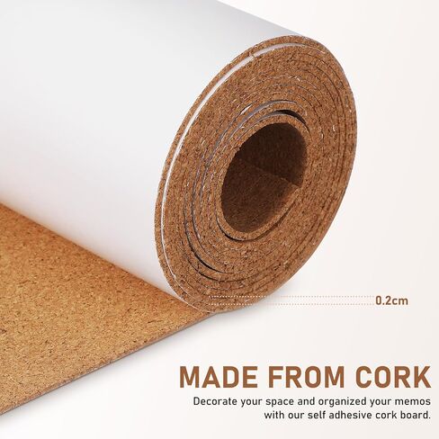Cabilock Self-Adhesive Cork Board Roll with Easy to Use Backing, Brown Cork Material for Office Spaces and Sports Venues, for Wall Decoration and Bulletin Boards in Kuwait