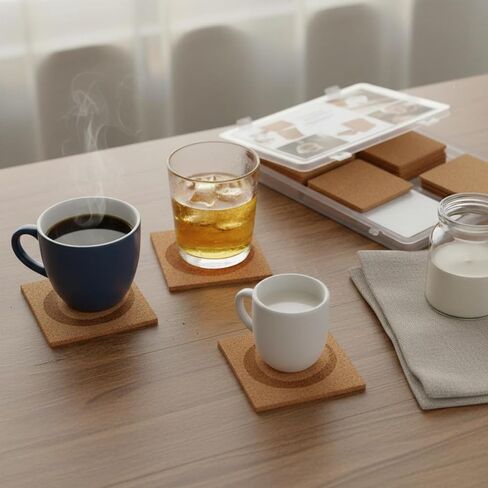 50 Pieces Self Cork Tile Smooth Craft Supplies Easy to Easy to Trim Decor for Coasters in Kuwait