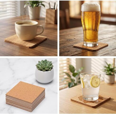 50 Pieces Self Cork Tile Anti-Slip 4 X 4 Cork Tile Heat-Resistant Craft Material in Kuwait