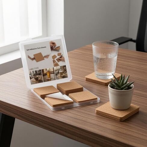 50 Pieces Self Cork Tile Anti-Slip 4 X 4 Cork Tile Heat-Resistant Craft Material in Kuwait