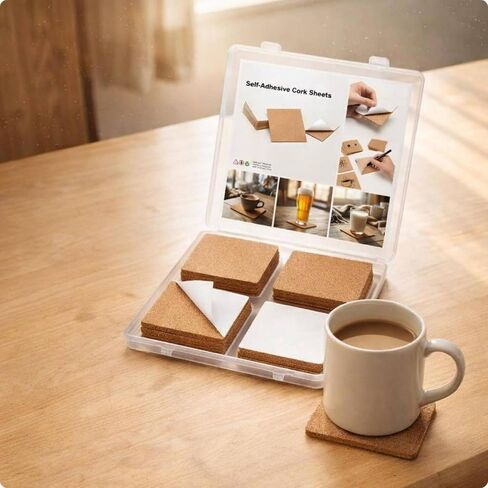 50 Pieces Self Cork Tile Anti-Slip 4 X 4 Cork Tile Heat-Resistant Craft Material in Kuwait
