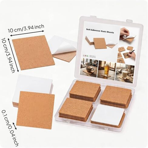 50 Pieces Self Cork Tile Anti-Slip 4 X 4 Cork Tile Heat-Resistant Craft Material in Kuwait