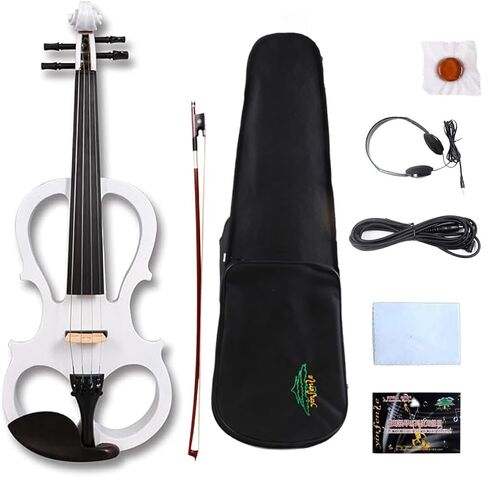 4 String Electric Viola 16 inch Silent Viola with Solid Wood body Ebony fittings for Students, Beginners and Adults (white) in Kuwait