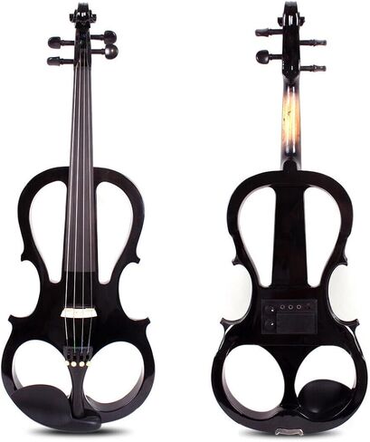 electric viola 16 inch kit Solid Wood body with Ebony fittings, Case, Viola Bow, AUX Cable, Headphone, All accessories for Students, Beginners and Adults #EL5 (Black) in Kuwait