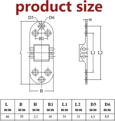 Semetall Boat Hinges, 4PCS Stainless Steel Flush Mount Hinges 2.6" x 1.18" - Marine Grade for Butler Tray, Hatch, Cabinet & Door, Silver in Kuwait