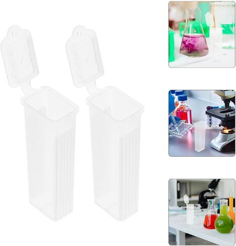 TOYANDONA 10pcs Plastic Microscope Slide Storage Box with Lid 5 Slide Capacity Staining Jar for Laboratory Use for Pathology and Science Kit Applications in Kuwait