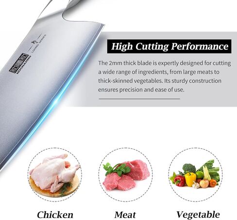 HOSHANHO Cleaver Knife 7 Inch, Ultra Sharp Japanese High Carbon Steel Vegetable Meat Cleaver, Multifunction Chopper Butcher Knife for Home Kitchen and Restaurant in Kuwait