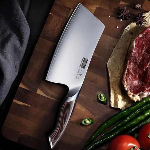HOSHANHO Cleaver Knife 7 Inch, Ultra Sharp Japanese High Carbon Steel Vegetable Meat Cleaver, Multifunction Chopper Butcher Knife for Home Kitchen and Restaurant in Kuwait
