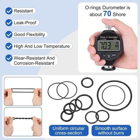 uxcell AS-468 Nitrile Rubber O-Rings, 19-1/2" ID, 20" OD, 1/4" Width Round Seal Rings Gasket for Automotive Machine Faucet Seal Repair Plumbing Compressor, 70 Durometer, Black in Kuwait