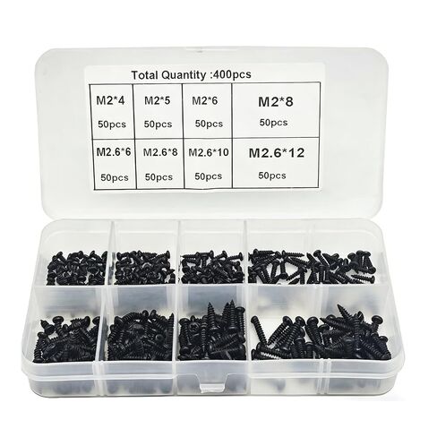 400pcs M2/M2.6 Self Tapping Screw,Small Screws Glasses Screws Truss Head Screwblack Cross Self Apping Screws Kitfor Glasses Frames Small Mechanical Equipment Electronic Instruments in Kuwait