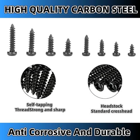 400pcs M2/M2.6 Self Tapping Screw,Small Screws Glasses Screws Truss Head Screwblack Cross Self Apping Screws Kitfor Glasses Frames Small Mechanical Equipment Electronic Instruments in Kuwait