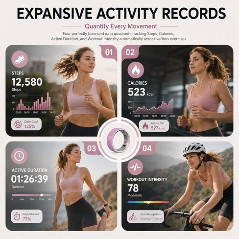 Smart Ring Health Ring for Women Men Fitness Ring Fitness Tracker Sleep Monitor/Heart Rate Monitor/Sports/Pedometer/Calorie for Android iOS with Battery Case in Saudi Arabia