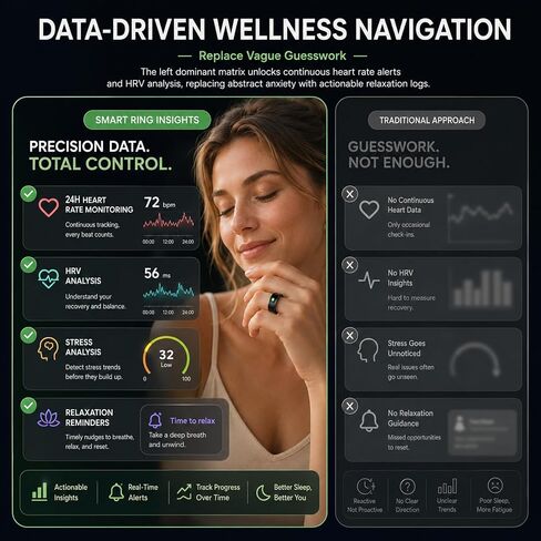 Smart Ring Health Ring for Women Men Fitness Ring Fitness Tracker Sleep Monitor/Heart Rate Monitor/Sports/Pedometer/Calorie for Android iOS with Battery Case in Saudi Arabia