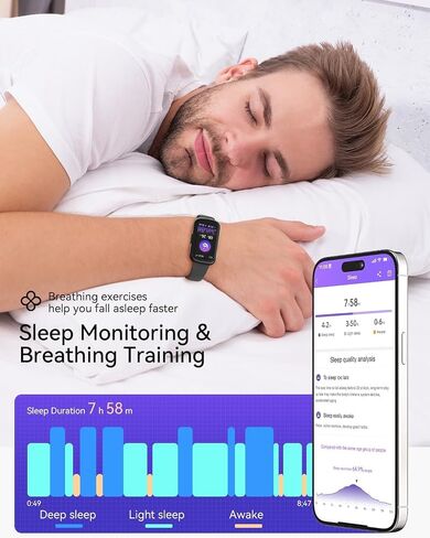 RUXINGX Fitness Trackers,Smart Watches for Men Women with 24/7 Heart Rate/Sleep Monitor, Fitness Watch with IP68 Waterproof, Health Activity Trackers for Android and iPhone Carbon Black in Kuwait
