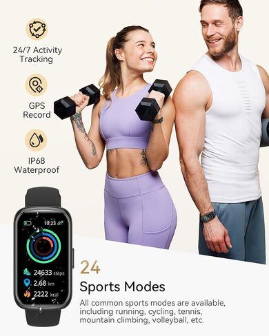 RUXINGX Fitness Trackers,Smart Watches for Men Women with 24/7 Heart Rate/Sleep Monitor, Fitness Watch with IP68 Waterproof, Health Activity Trackers for Android and iPhone Carbon Black in Kuwait