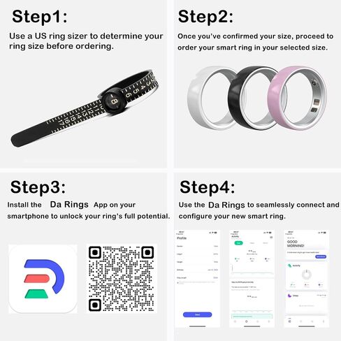 Smart Ring Health Ring for Women Men Fitness Ring Fitness Tracker Sleep Monitor/Heart Rate Monitor/Sports/Pedometer/Calorie for Android iOS with Battery Case in Saudi Arabia