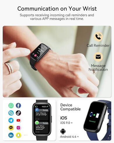 RUXINGX Fitness Trackers,Smart Watches for Men Women with 24/7 Heart Rate/Sleep Monitor, Fitness Watch with IP68 Waterproof, Health Activity Trackers for Android and iPhone Carbon Black in Kuwait