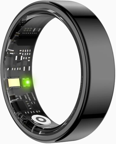 Ultra-Light Smart Ring for Women & Men, Sleep, Heart Rate, SpO2, Temp & Activity Tracker, Gesture Control,5ATM Waterproof, No Subscription, for Android & iOS(Black,Size 7) in Kuwait