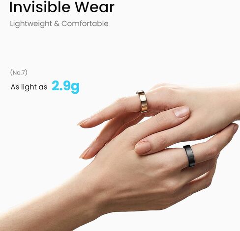 Ultra-Light Smart Ring for Women & Men, Sleep, Heart Rate, SpO2, Temp & Activity Tracker, Gesture Control,5ATM Waterproof, No Subscription, for Android & iOS(Black,Size 7) in Kuwait