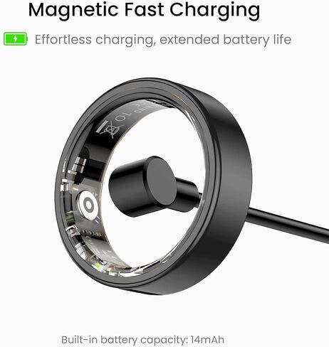 Ultra-Light Smart Ring for Women & Men, Sleep, Heart Rate, SpO2, Temp & Activity Tracker, Gesture Control,5ATM Waterproof, No Subscription, for Android & iOS(Black,Size 7) in Kuwait