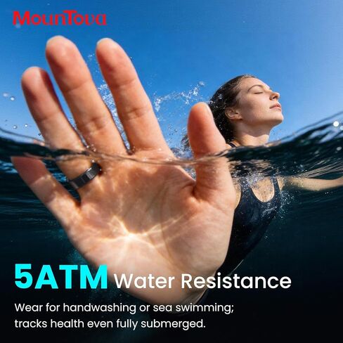 Ultra-Light Smart Ring for Women & Men, Sleep, Heart Rate, SpO2, Temp & Activity Tracker, Gesture Control,5ATM Waterproof, No Subscription, for Android & iOS(Black,Size 7) in Kuwait