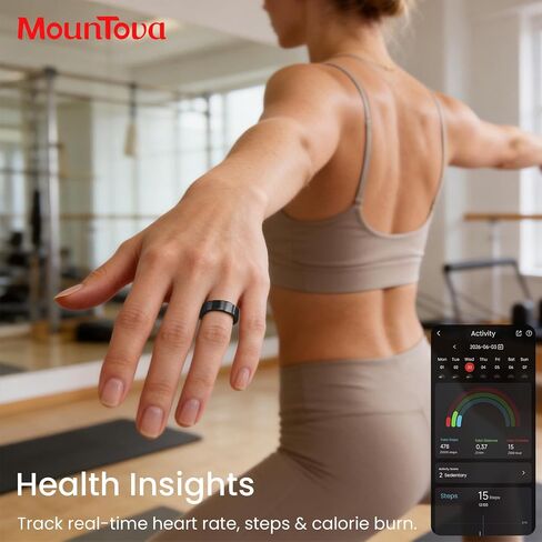 Ultra-Light Smart Ring for Women & Men, Sleep, Heart Rate, SpO2, Temp & Activity Tracker, Gesture Control,5ATM Waterproof, No Subscription, for Android & iOS(Black,Size 7) in Kuwait