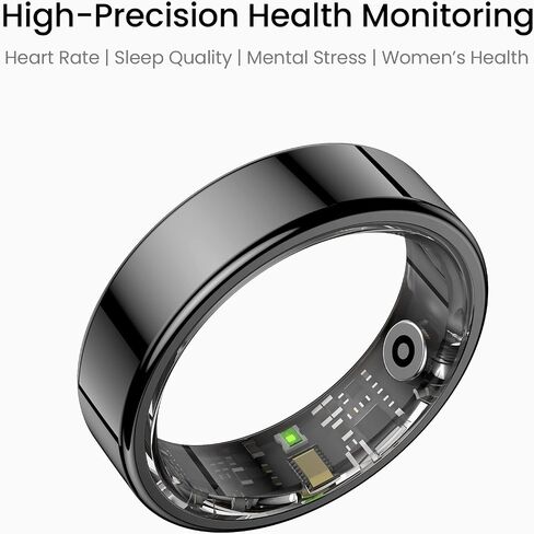 Ultra-Light Smart Ring for Women & Men, Sleep, Heart Rate, SpO2, Temp & Activity Tracker, Gesture Control,5ATM Waterproof, No Subscription, for Android & iOS(Black,Size 7) in Kuwait