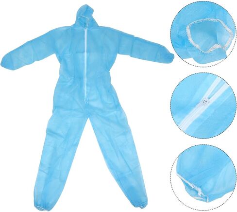 COHEALI Disposable Protective Coverall Suit with Hood and Elastic Waistband, Blue Nonwoven Material, Reflective and Excellent Insulating Properties, for Prevention and Industrial Use in Kuwait