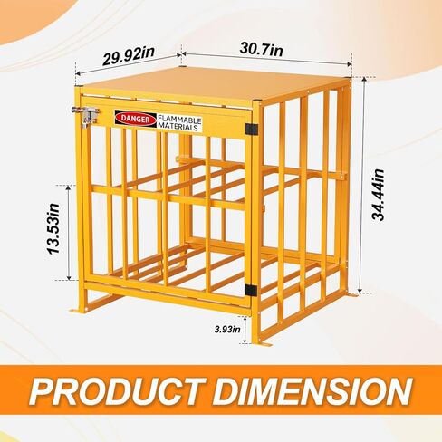 Propane Tank Storage Box - 31"x30"x35", Heavy-Duty Cylinder Storage Cabinet with Yellow Powder Coated, 176LB Load Capacity, Propane Storage with Lock & Keys (Fits 3,5,11,20,30lb Tanks) in Kuwait