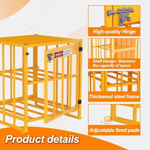 Propane Tank Storage Box - 31"x30"x35", Heavy-Duty Cylinder Storage Cabinet with Yellow Powder Coated, 176LB Load Capacity, Propane Storage with Lock & Keys (Fits 3,5,11,20,30lb Tanks) in Kuwait
