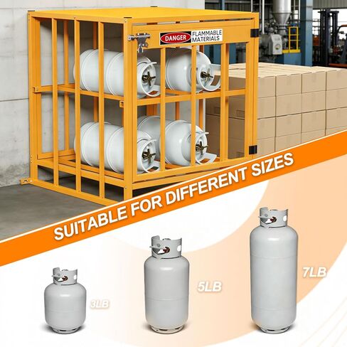 Propane Tank Storage Box - 31"x30"x35", Heavy-Duty Cylinder Storage Cabinet with Yellow Powder Coated, 176LB Load Capacity, Propane Storage with Lock & Keys (Fits 3,5,11,20,30lb Tanks) in Kuwait