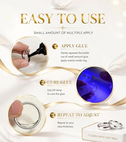 ضابط بحجم حلقة Cizulfy للحلقات الفضفاضة ، 3 حلول غير مرئية Resizer Trainener Ring للنساء ، ولف سيليكون واضحة ، ومجموعات مصباح UV للأشعة فوق البنفسجية ودليل المستخدم in Kuwait