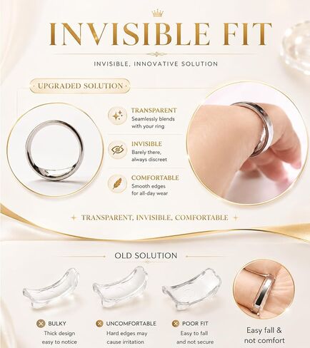 ضابط بحجم حلقة Cizulfy للحلقات الفضفاضة ، 3 حلول غير مرئية Resizer Trainener Ring للنساء ، ولف سيليكون واضحة ، ومجموعات مصباح UV للأشعة فوق البنفسجية ودليل المستخدم in Kuwait