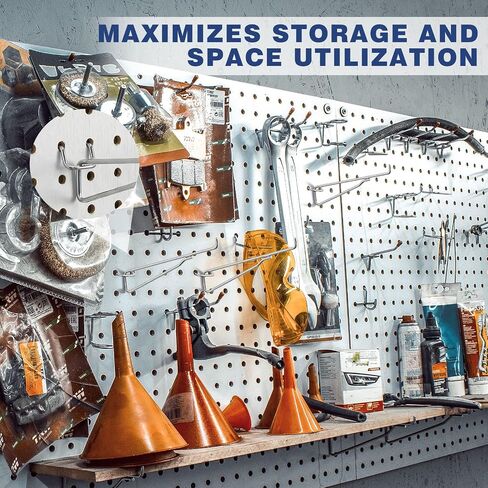 Shimeyao 10 Pcs 12 Inch Pegboard Shelf Brackets, Sturdy Metal Peg Hook Heavy Duty Garage Organizer Hanger, Fits 1/4" Pegboard Slatwall, for Workshops Trade Show Booths in Kuwait