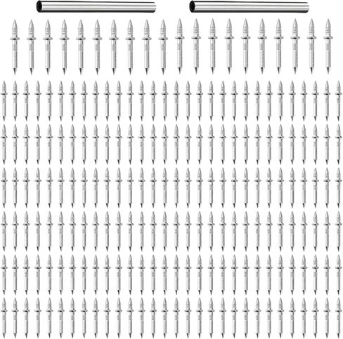 200 Pcs Skirting Board Nails, 1.1 in Double-Headed Thread Seamless Invisible Baseboard Wall Fasteners, Cold-Rolled Steel Dual-Head Expansion Screw Pins with 2 Installation Sleeve Tools in Kuwait