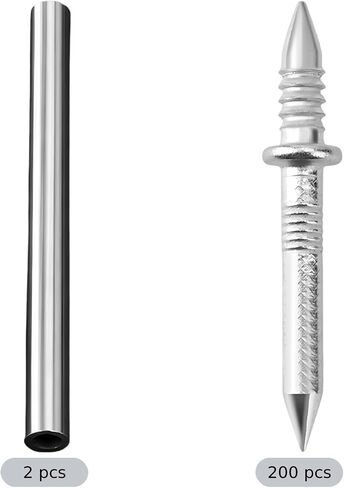 200 Pcs Skirting Board Nails, 1.1 in Double-Headed Thread Seamless Invisible Baseboard Wall Fasteners, Cold-Rolled Steel Dual-Head Expansion Screw Pins with 2 Installation Sleeve Tools in Kuwait