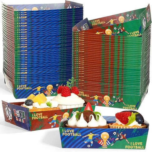 50 PCS 2026 World Soccer Tournament Cup Food Boats Soccer Birthday Party Supply World Football Sport Themed Paper Serving Trays Boxes Disposable Holder for Team Baby Shower Sport Birthday Party Favor in Kuwait