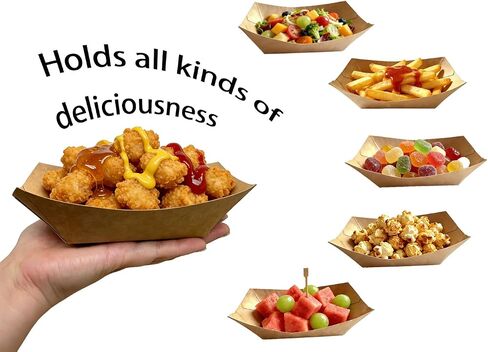 100 Pack, 2lb Paper Food Trays, Disposable Food Trays, Suitable for Holding Snacks Such as Popcorn and French Fries, Suitable for Catering Services, Parties, Picnics, and Various Other Occasions in Kuwait
