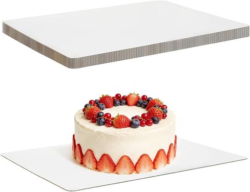 Rectangle Cake Boards, 6 Pack, 13.25 x 9.75 Inch, White, Greaseproof Cardboard, Sturdy Corrugated Disposable Sheet Trays for Cakes, Pastries, Bakery in Kuwait