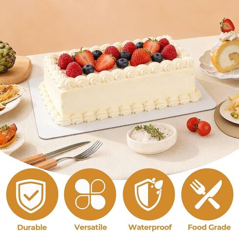 Rectangle Cake Boards, 6 Pack, 13.25 x 9.75 Inch, White, Greaseproof Cardboard, Sturdy Corrugated Disposable Sheet Trays for Cakes, Pastries, Bakery in Kuwait