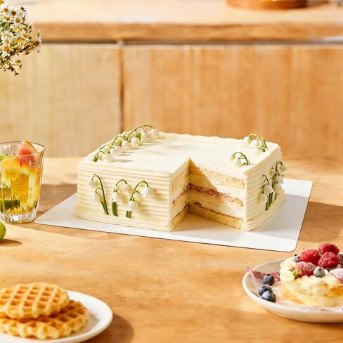 Rectangle Cake Boards, 6 Pack, 13.25 x 9.75 Inch, White, Greaseproof Cardboard, Sturdy Corrugated Disposable Sheet Trays for Cakes, Pastries, Bakery in Kuwait