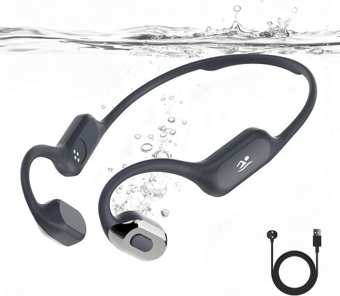 Soft Overmold Bone Conduction Swimming Headphones Underwater,IPX8 Waterproof Earbuds,Open Ear Swim Headphone with Skin-Friendly Liquid Silicone/Built-in 32G MP3-Player Earphones for Swimming-Dark Blue in Kuwait