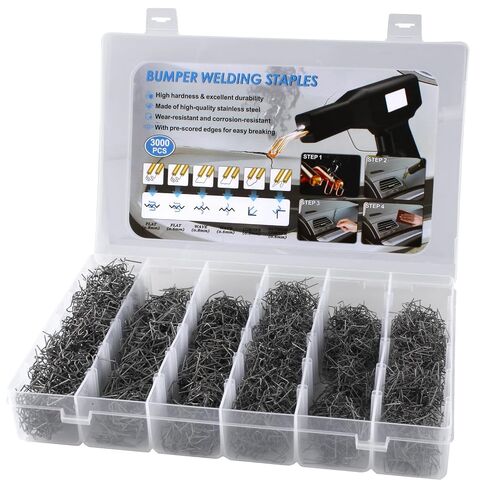 3000PCS Plastic Welding Staples 0.6/0.8mm – 6 Types Hot Stapler Kit for Car Bumper, Dashboard & Lamp Holder Repair – Stainless Steel Welder Staples for Plastic Welding Gun in Kuwait
