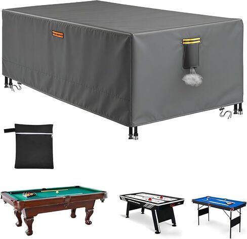 Heavy Duty Billiard Pool Table Cover 6/6.5/7/7.5/8/8.5/9/10/12FT Waterproof Billiard Table Covers 600D Furniture Cover Tables Protector for Patio Furniture Chairs,Black,6.5FT(84"×48"×32") in Saudi Arabia