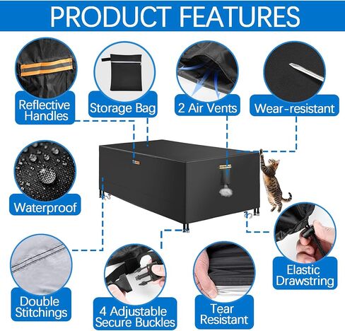 Heavy Duty Billiard Pool Table Cover 6/6.5/7/7.5/8/8.5/9/10/12FT Waterproof Billiard Table Covers 600D Furniture Cover Tables Protector for Patio Furniture Chairs,Black,6.5FT(84"×48"×32") in Saudi Arabia